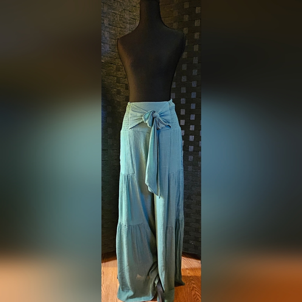 Chic Boho Teal Wide Leg Pants